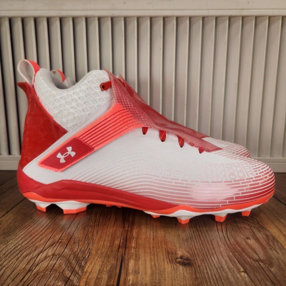 Under Armour Highlight Hammer Mens Size 13 White Red Football Cleats 3025085-100